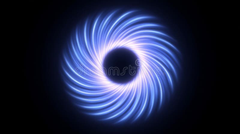 Luminous vortex structure, abstract glowing lines rotating inward like gravitational light ring stock images
