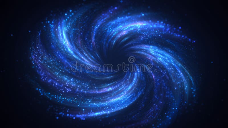 Luminous vortex structure, abstract glowing lines rotating inward like gravitational light ring stock image