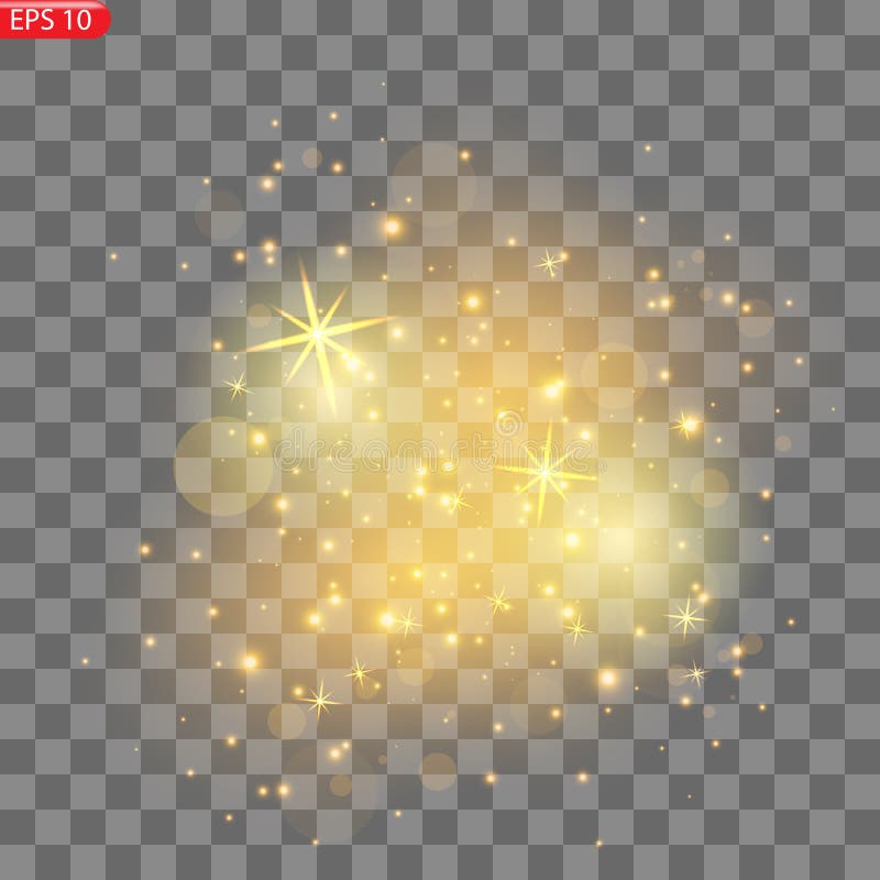 Lumină de praf auriu. Fundalul efectului luminilor de fundal vector illustration