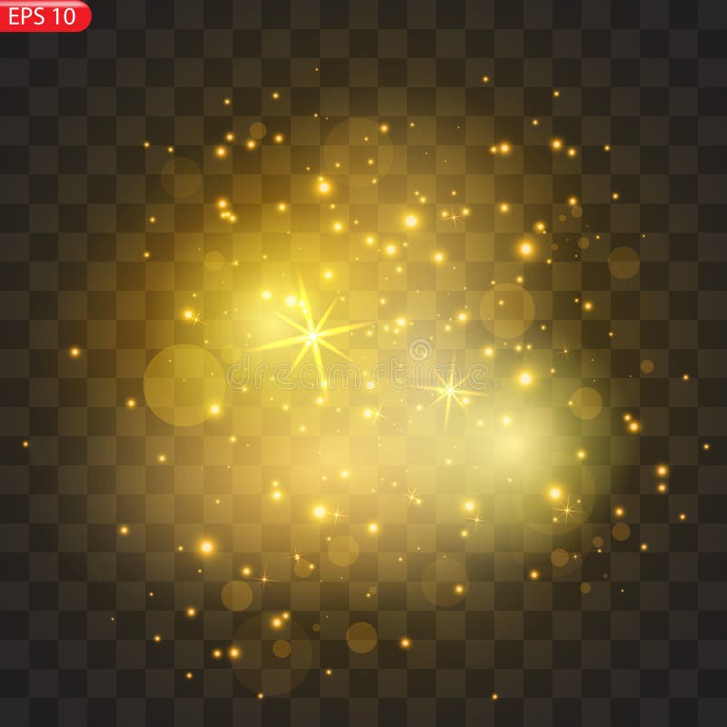 Lumină de praf auriu. Fundalul efectului luminilor de fundal stock illustration