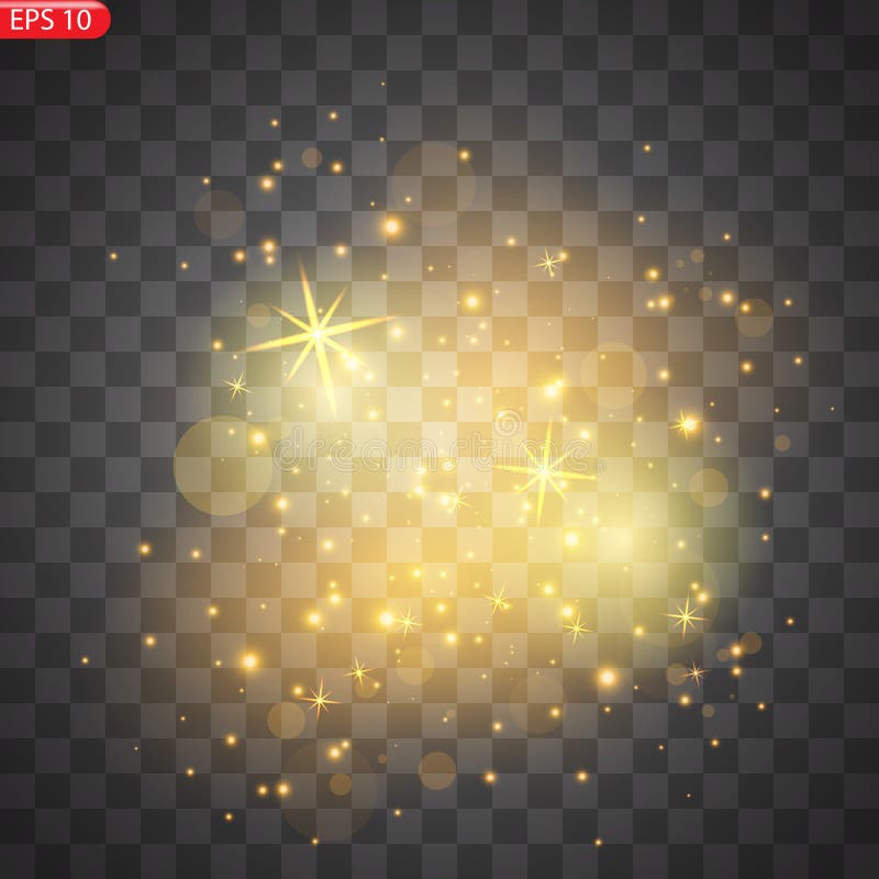 Lumină de praf auriu. Fundalul efectului luminilor de fundal stock illustration