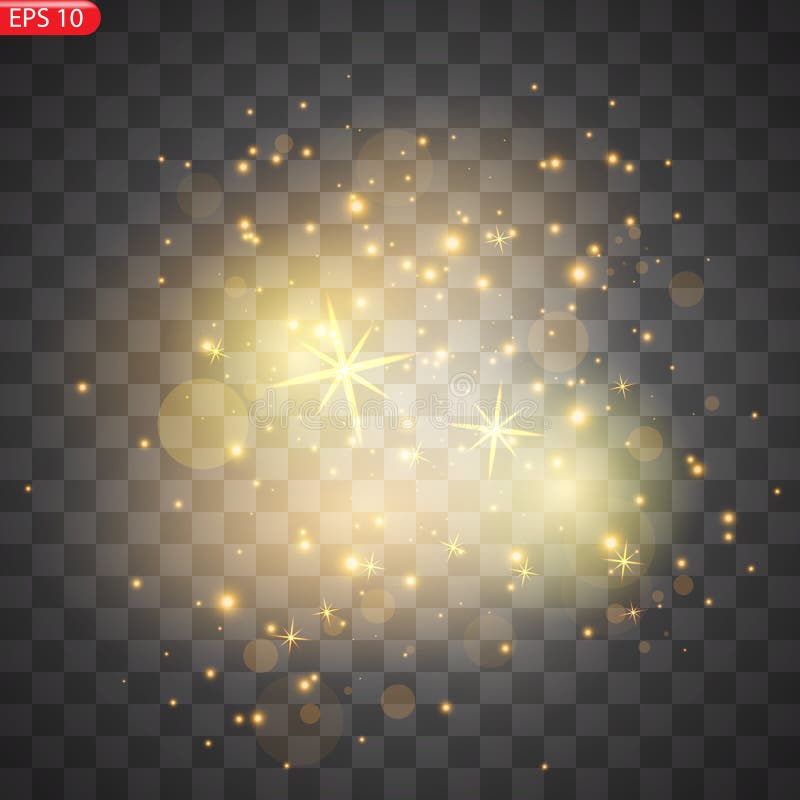 Lumină de praf auriu. Fundalul efectului luminilor de fundal stock illustration