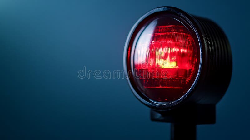 Lumină roșie pe fond albastru, semnal de avertizare modern iluminat royalty free illustration