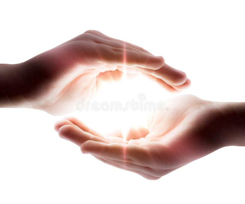 Lumière dans les mains images stock Lumière dans les mains images stock