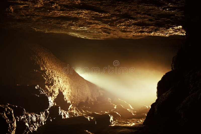 Light shining in a beautiful cave. Light shining in a beautiful cave