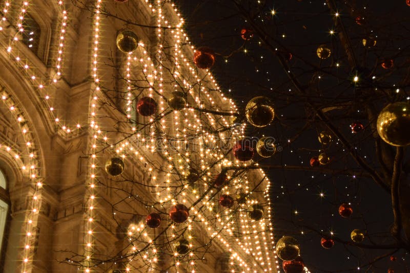 Lumière de Noël à Moscou photo stock Lumière de Noël à Moscou photo stock