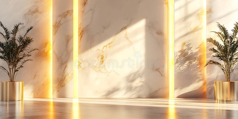 Lumière dorée Design intérieur minimaliste moderne illustration libre de droits