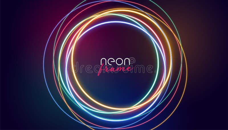Lumières colorées de cadre au néon circulaire illustration stock Lumières colorées de cadre au néon circulaire illustration stock