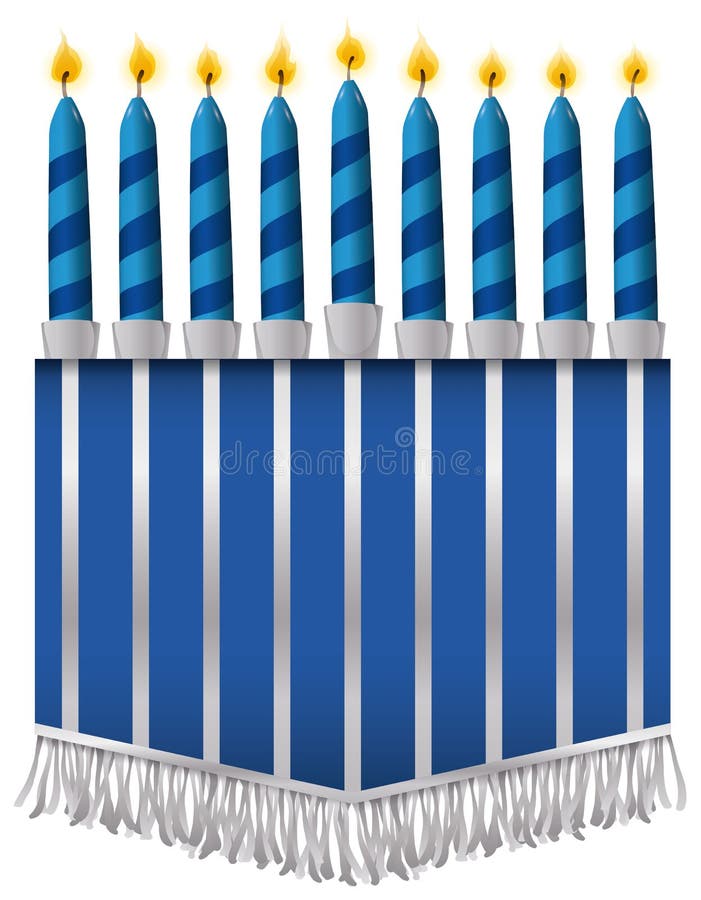 Lumânări albastre și striate peste fanion decorate cu ilustrație vectorială fringe stock illustration