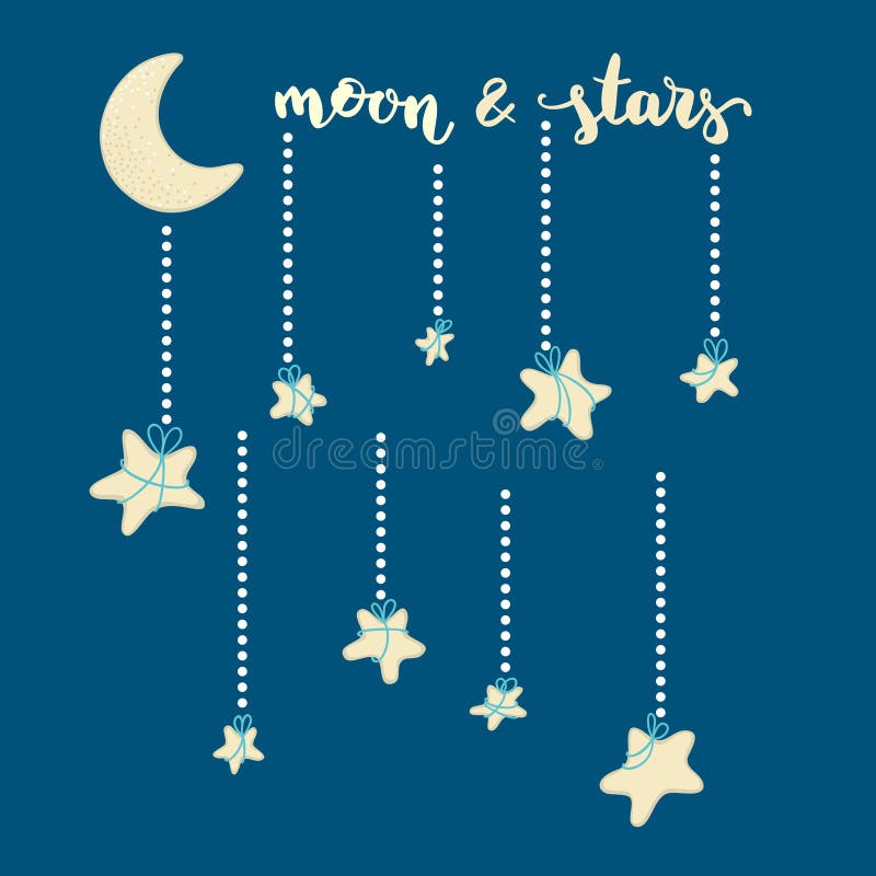 Luna e stelle illustrazione di stock Luna e stelle illustrazione di stock