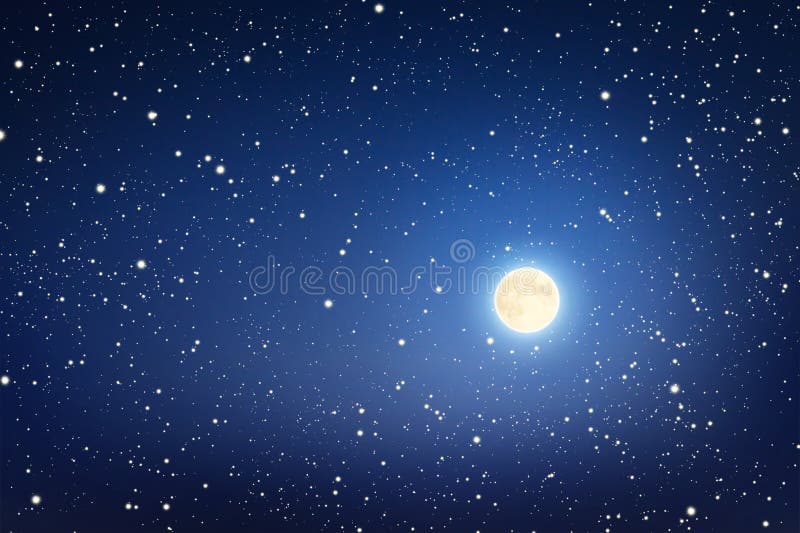 Luna E Stelle Nel Cielo Immagine Stock Immagine Di Sera 79423773