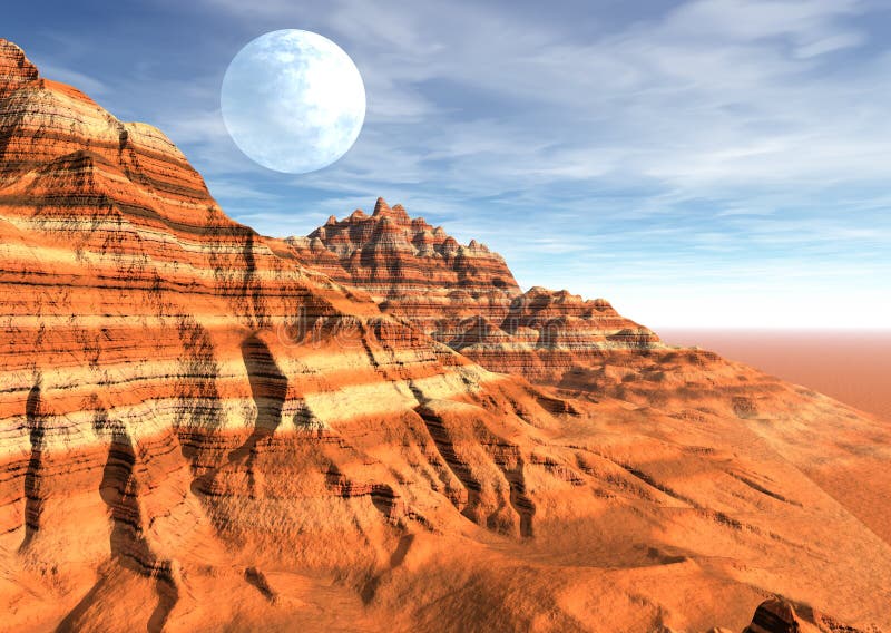 Luna extraña del planeta del desierto
