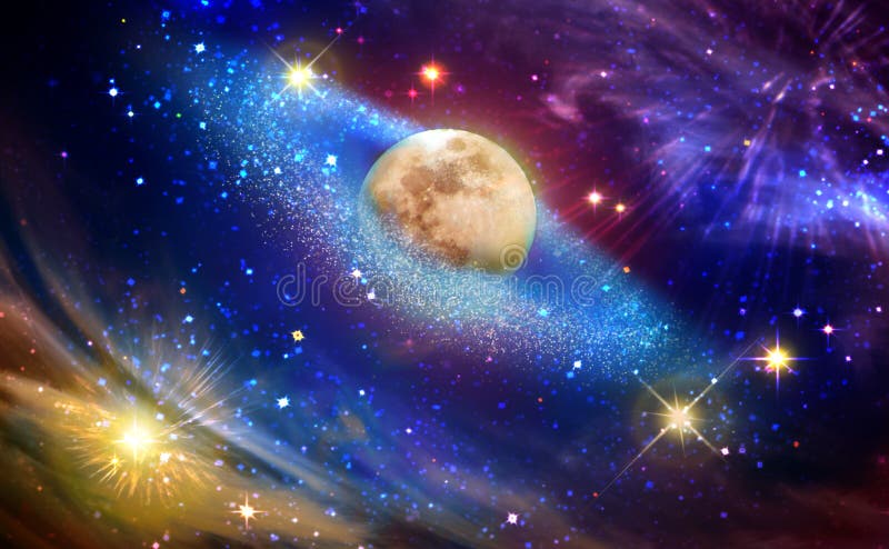 Luna Llena con la estrella en el cielo nocturno oscuro ilustración del vector Luna Llena con la estrella en el cielo nocturno oscuro ilustración del vector