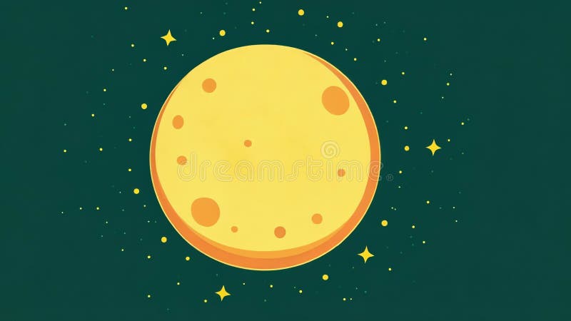 Luna llena girando sobre fondo verde con estrellas libre illustration