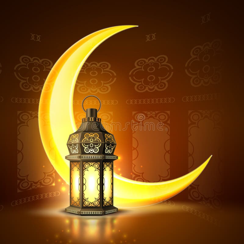 Luna realista de la linterna del kareem del Ramadán del vector