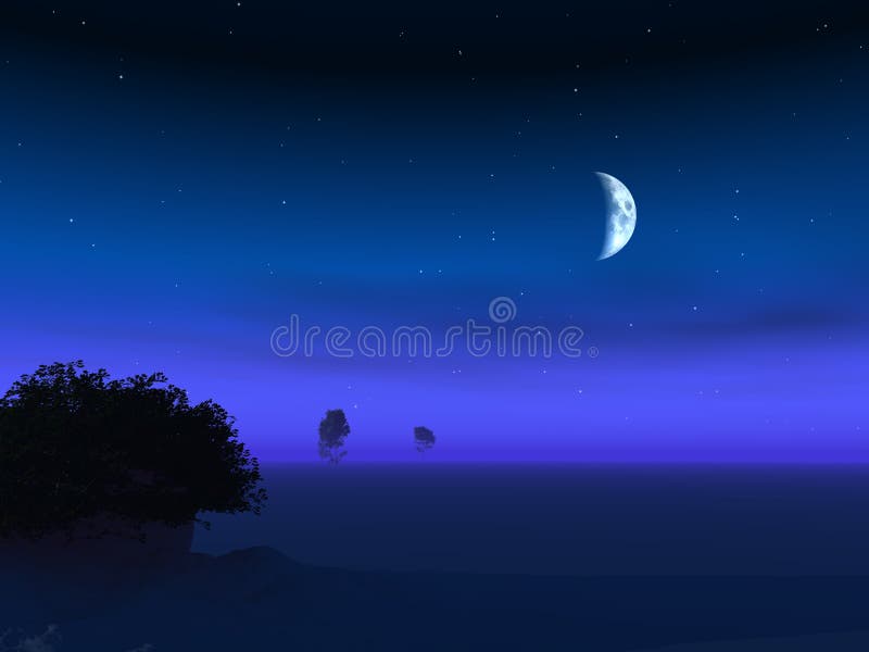 Luna su crepuscolo di orizzonte