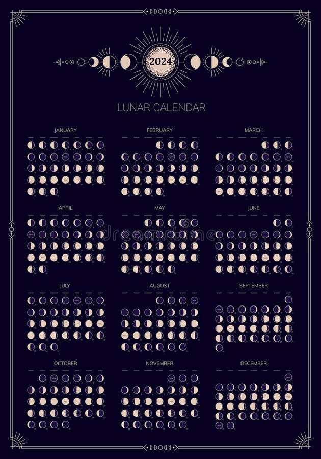 2024 Year Moon Calendar Template, Moonlight Activity Stages Planner ...