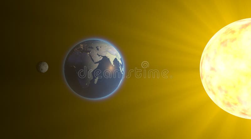 Lunar eclipse, space earth moon sun stock illustration
