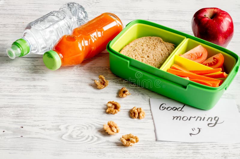 Lunch Box for Kid with Fresh Vegetables on Wooden Background Stock Image Image of fruit, fresh