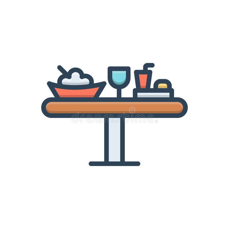 Color illustration icon for Lunch, food and table vector illustration