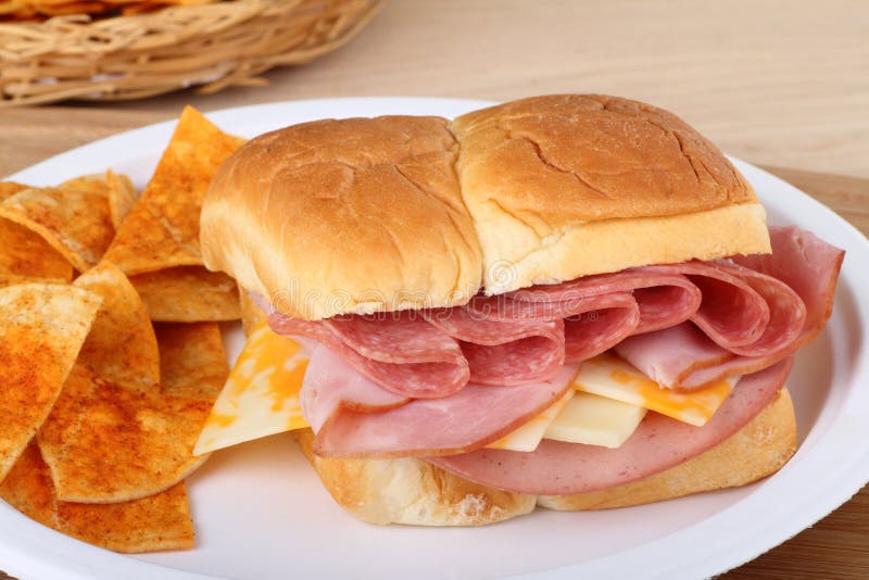 Lunch Meat And Cheese Sandwich Stock Image Image 22398527