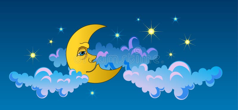 Yellow moon sleeping on dark clouds. Yellow moon sleeping on dark clouds