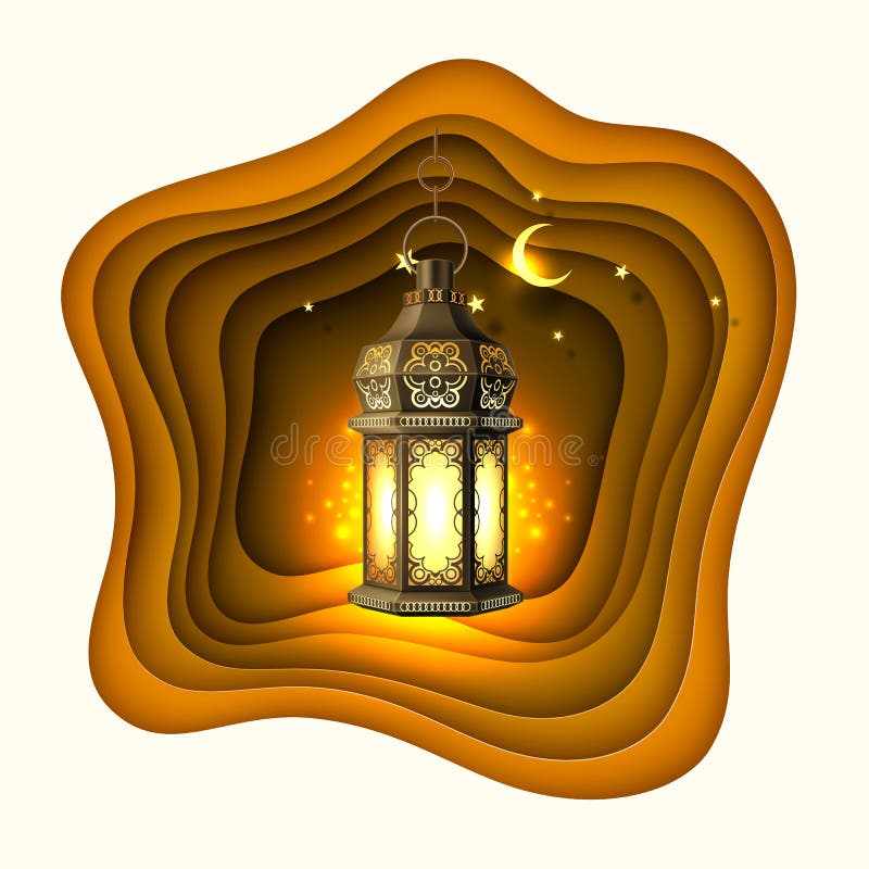 Lune réaliste de lanterne de kareem de Ramadan de vecteur illustration libre de droits Lune réaliste de lanterne de kareem de Ramadan de vecteur illustration libre de droits