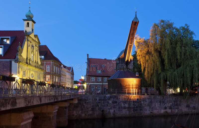 Luneburg, Altes Kaufhaus and historic wooden crane