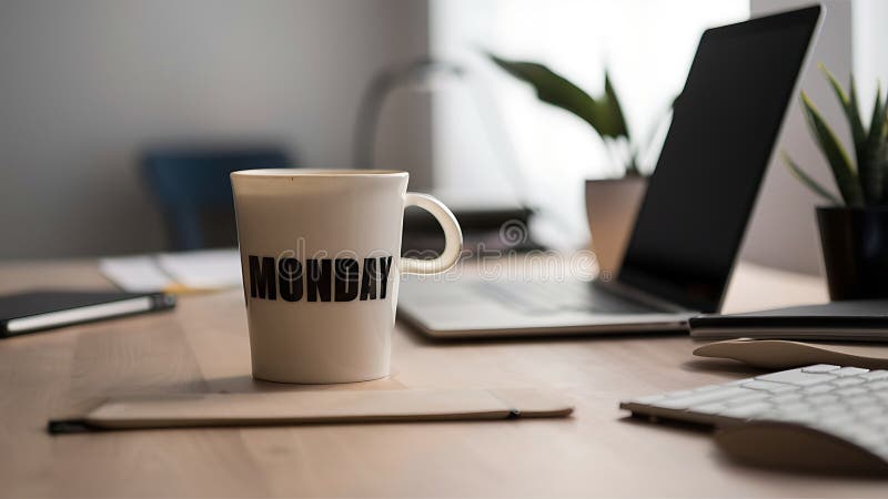 Lunedì una tazza di caffè sull'area di lavoro minimalista royalty illustrazione gratis