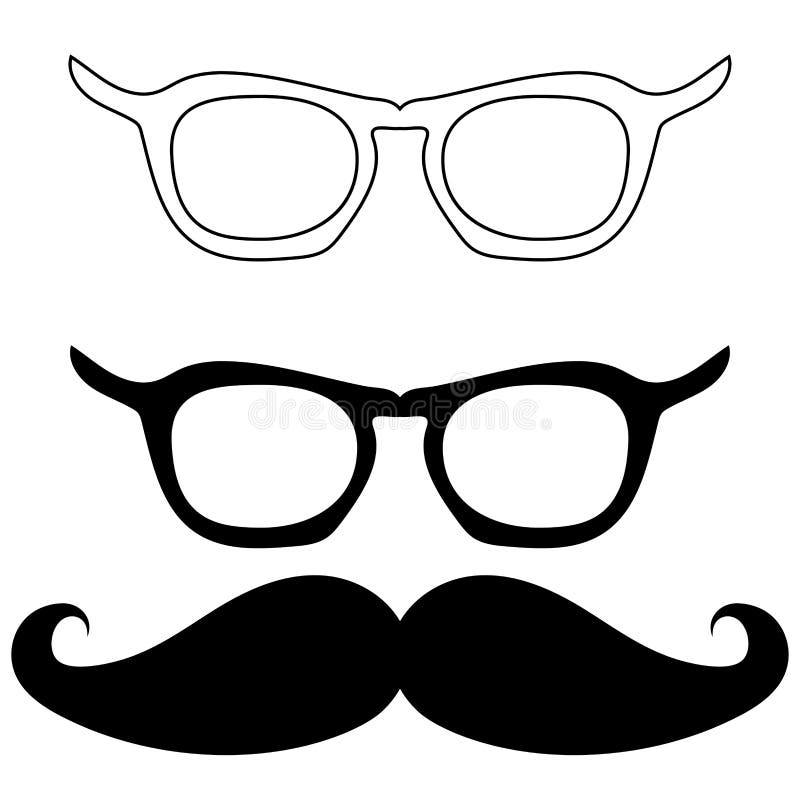 Lunettes et moustache noirs - icônes réglées illustration libre de droits Lunettes et moustache noirs - icônes réglées illustration libre de droits