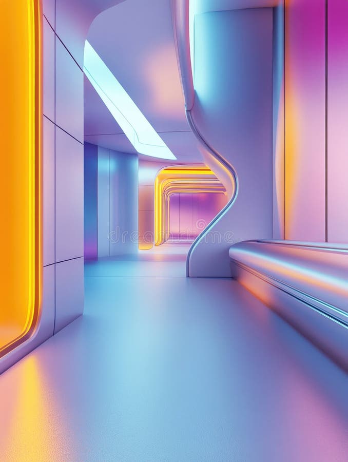 Lunga strada con luce a soffitto royalty illustrazione gratis