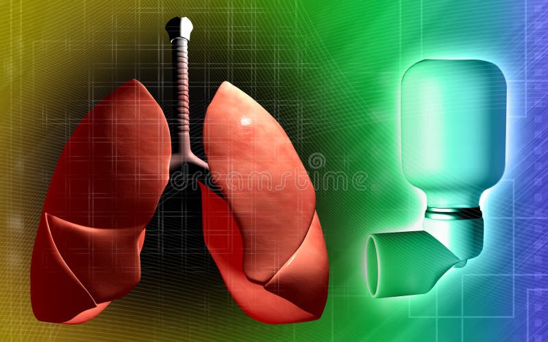 Lungs and Inhaler Used by Asthma Patients Stock Illustration