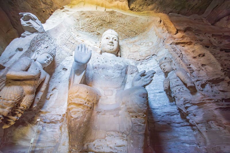 Luoyang Langmengrotten in luoyang henan. Buddhistische Statuen in Höhlen, die in der Tang-Dynastie errichtet wurden