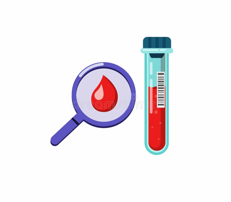 Lupa Con Tubo De Análisis De Sangre Examen Médico En La Muestra De ...