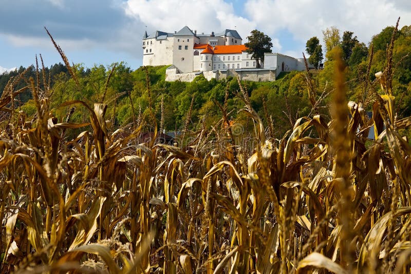 Lupca castle among the ears of ripe grain