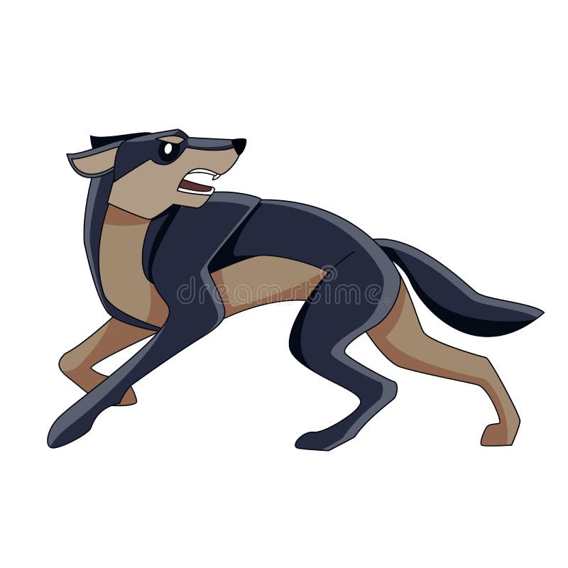 Lupo nero fugge dal pericolo. cartoni animati di un pericoloso animale mammifero. una creatura selvatica della foresta con pellicc royalty illustrazione gratis