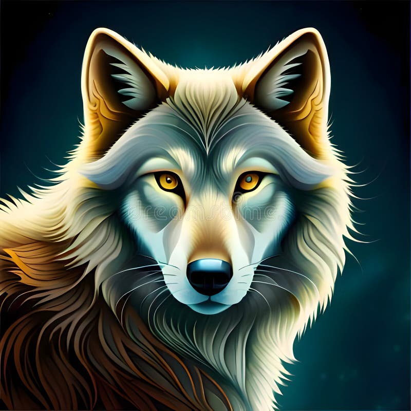 Lupo solitario freddo che osserva l'immagine generata dall'immagine di visualizzatore ai illustrazione di stock