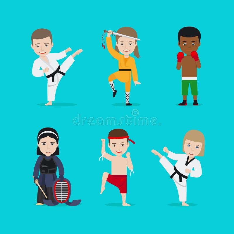 Lurar kampsportvektorsymboler stock illustrationer Lurar kampsportvektorsymboler stock illustrationer