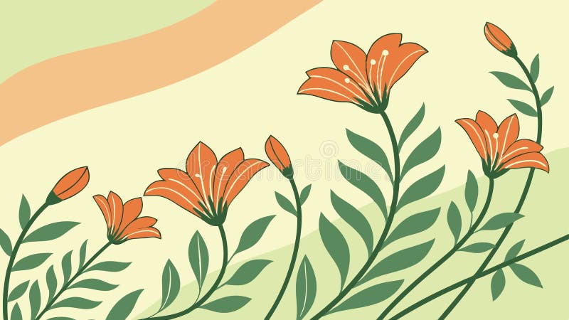 Lush-fält för apelsinblommor med levande naturlig landskapsvektor Generativ AI vektor illustrationer