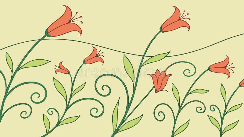 Lush-fält för röda och gröna blommor som vibrerar botaniska vektorvektorer Generativ AI royaltyfri illustrationer