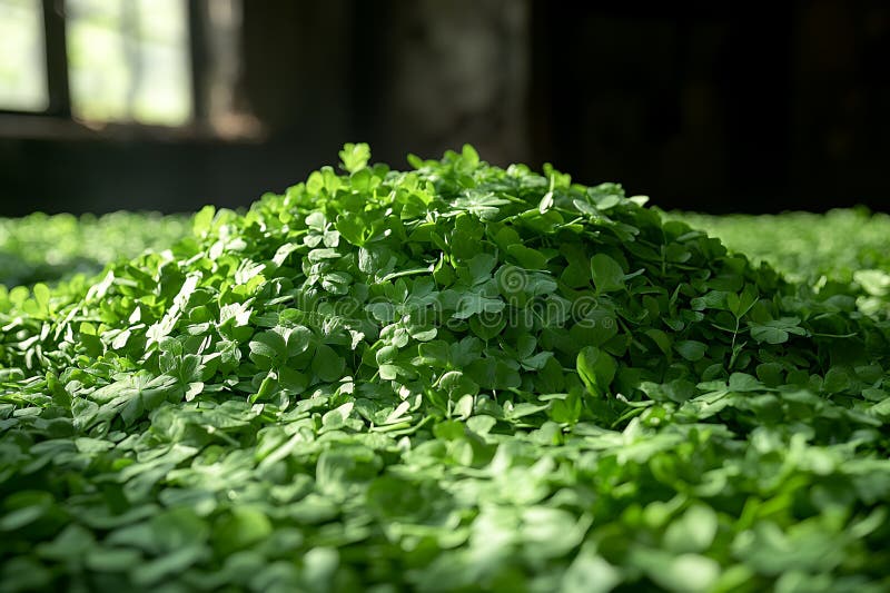 Lush Green Clover Leaf Pile Nature Background Texture eco life rich view plant frifield scen vektor illustrationer