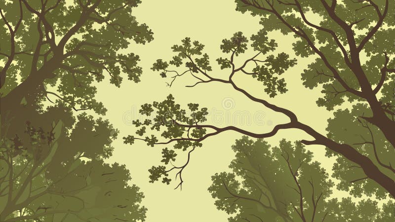 Lush Green Forest Canopy Ηλιακό φως Φιλτράρισμα Διανυσματική σχεδίαση Γεννητική AI ελεύθερη απεικόνιση δικαιώματος