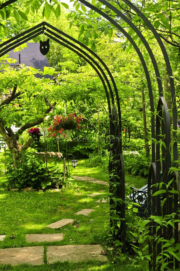 Lush green garden stock images