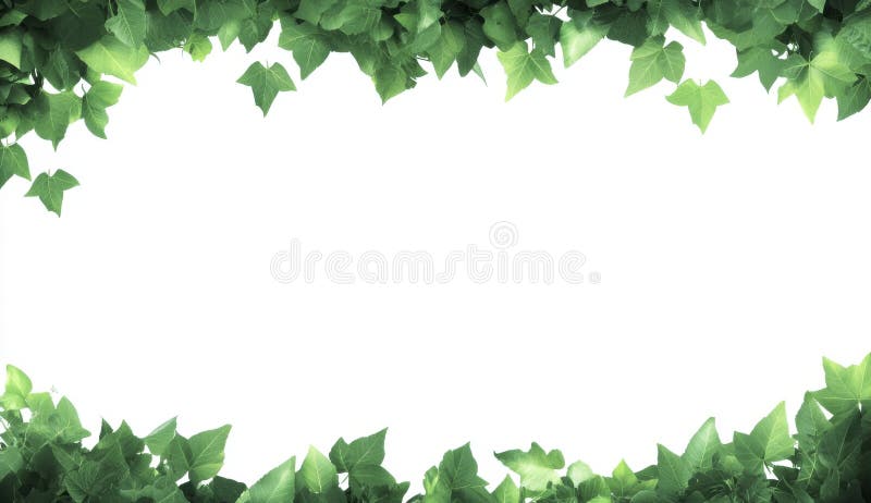 Lush Green Leaf Border on White Background stock illustration