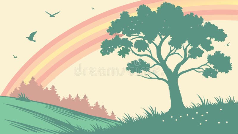 Lush Green Tree με σχεδίαση Rainbow Idyllic Nature Scentor Generative AI ελεύθερη απεικόνιση δικαιώματος