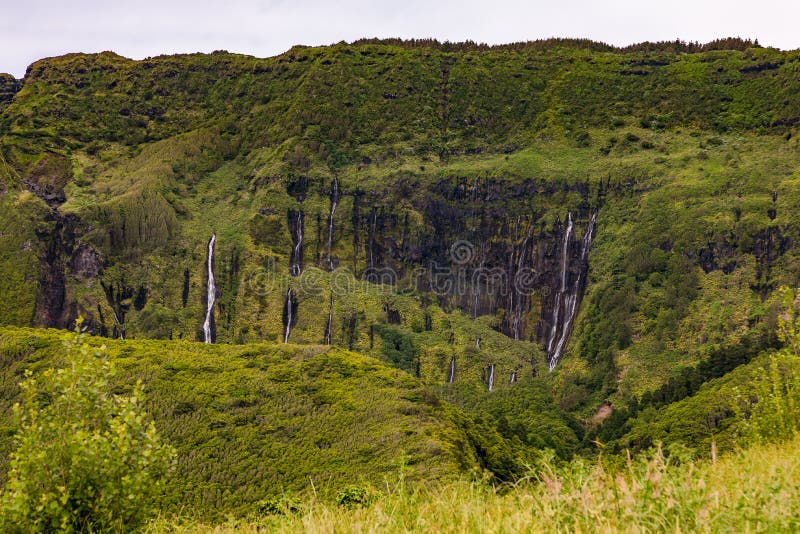 The various waterfalls of the Ribeira Grande near Fajazinha in the Azores