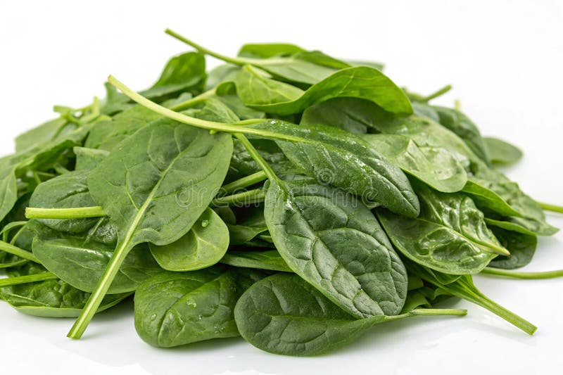 Lush Pile of Crisp Spinach Leaves with Rich Green Hues on White Background royaltyfri illustrationer