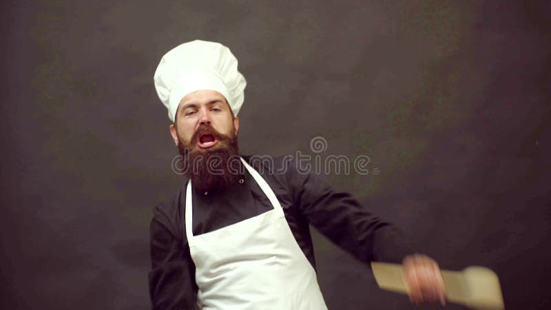 Lusnyj Chef-kock med spoon kul träning Lustig kock och kokkonst