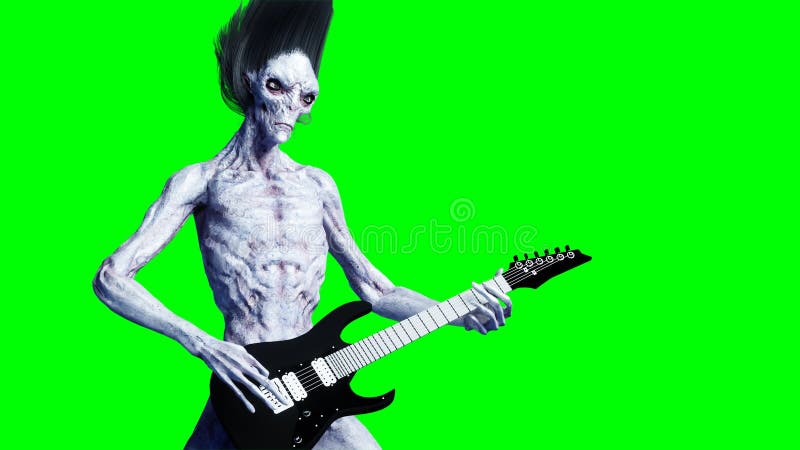 Lustige ausländische Spiele auf E-Gitarre Realistische Bewegung und Haut shaders Wiedergabe 3d vektor abbildung Lustige ausländische Spiele auf E-Gitarre Realistische Bewegung und Haut shaders Wiedergabe 3d vektor abbildung