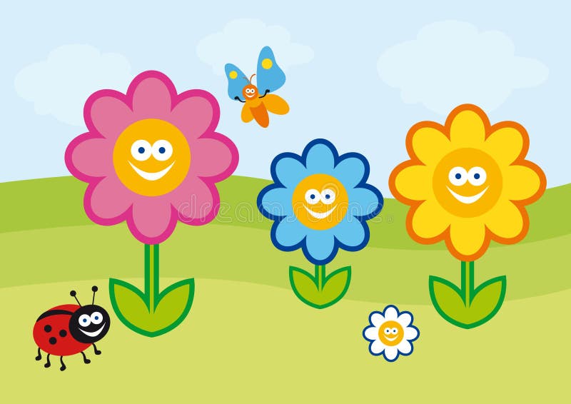 Frühling Und Sommer-kindliche Landschaft Vektor Abbildung